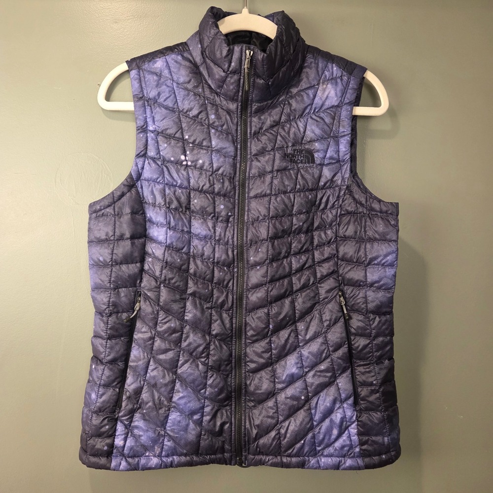The North Face Women's Thermoball Zip Quilted Vest Cosmic Galaxy Print Size M
